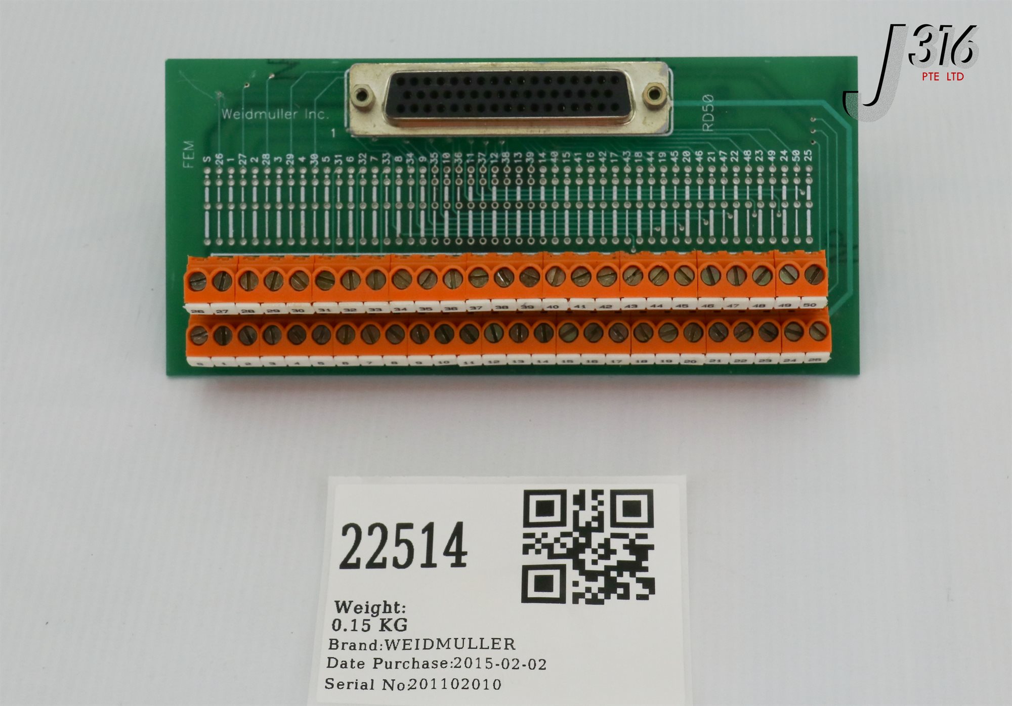 22514 WEIDMULLER PCB, RD50 INTERFACE TERMINAL BLOCKS WTI-99011/67